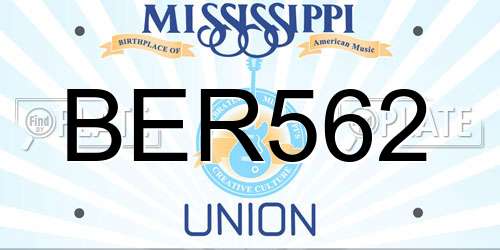 BER562 Mississippi License Plate