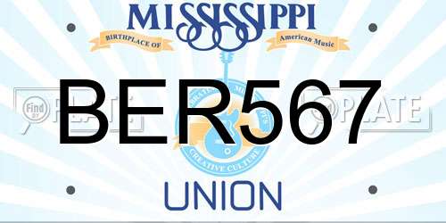 BER567 Mississippi License Plate