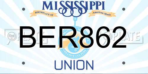 BER862 Mississippi License Plate