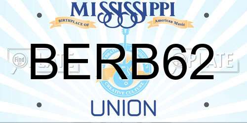 BERB62 Mississippi License Plate
