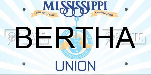 BERTHA Mississippi License Plate