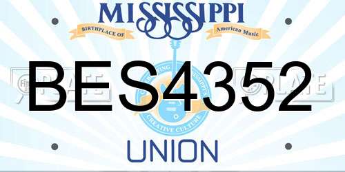 BES4352 Mississippi License Plate