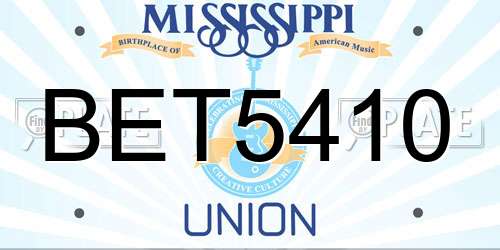 BET5410 Mississippi License Plate