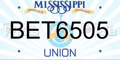 BET6505 Mississippi License Plate