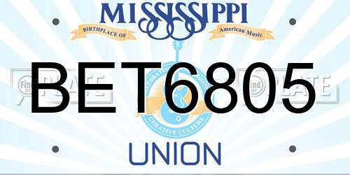 BET6805 Mississippi License Plate