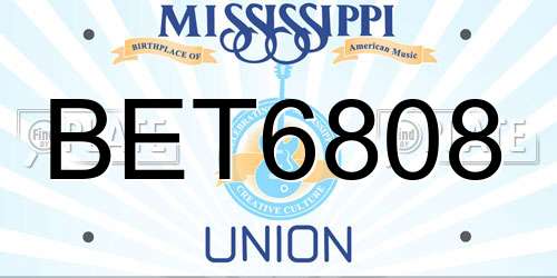 BET6808 Mississippi License Plate
