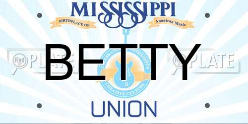 BETTY Mississippi License Plate