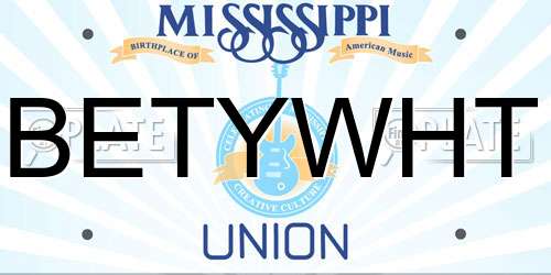 BETYWHT Mississippi License Plate