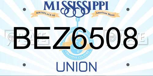 BEZ6508 Mississippi License Plate