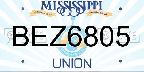 BEZ6805 Mississippi License Plate