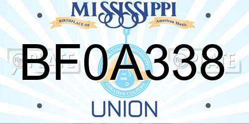 BF0A338 Mississippi License Plate