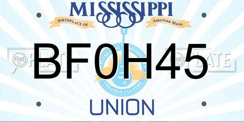 BF0H45 Mississippi License Plate