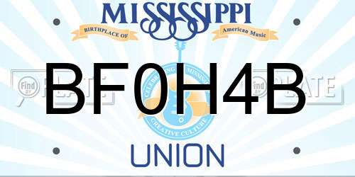 BF0H4B Mississippi License Plate