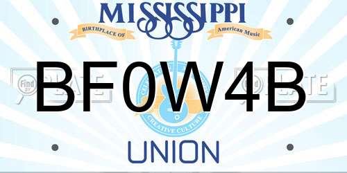 BF0W4B Mississippi License Plate
