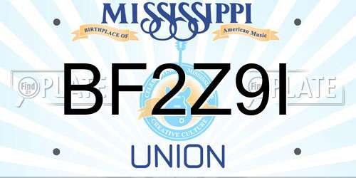 BF2Z9I Mississippi License Plate