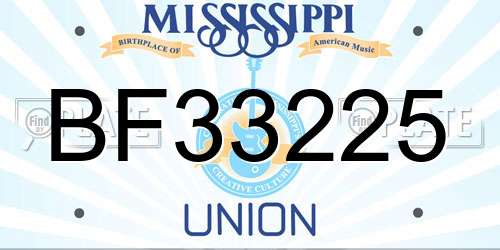 BF33225 Mississippi License Plate