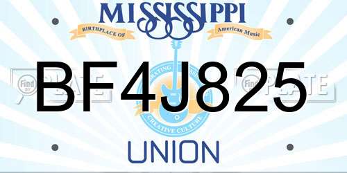 BF4J825 Mississippi License Plate