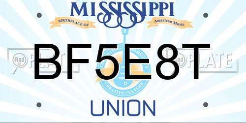 BF5E8T Mississippi License Plate