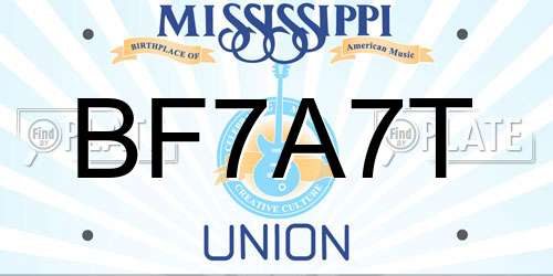 BF7A7T Mississippi License Plate