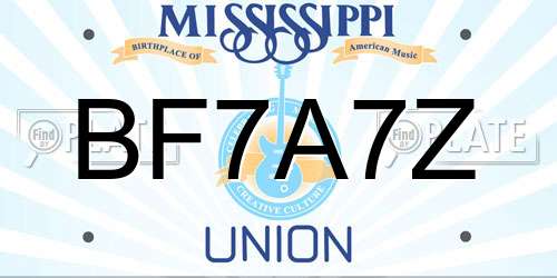 BF7A7Z Mississippi License Plate
