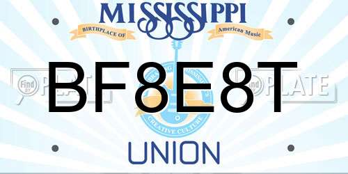 BF8E8T Mississippi License Plate