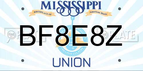 BF8E8Z Mississippi License Plate