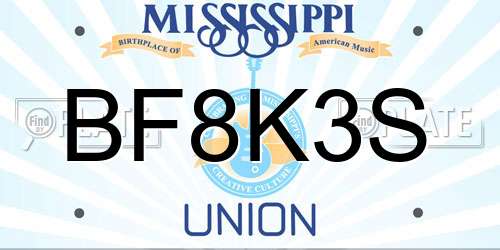 BF8K3S Mississippi License Plate