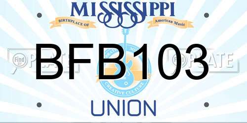 BFB103 Mississippi License Plate