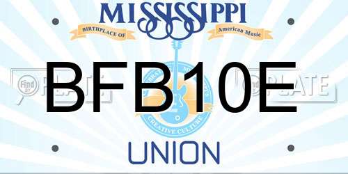 BFB10E Mississippi License Plate