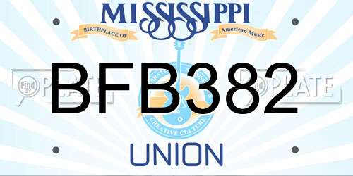 BFB382 Mississippi License Plate