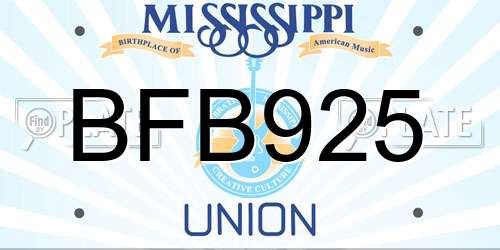 BFB925 Mississippi License Plate