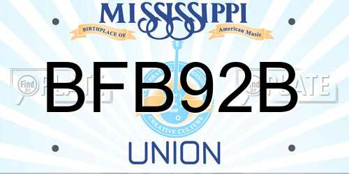 BFB92B Mississippi License Plate