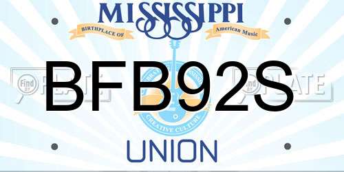 BFB92S Mississippi License Plate
