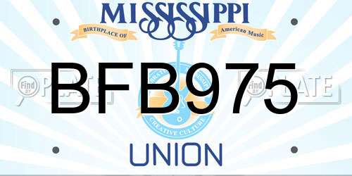 BFB975 Mississippi License Plate