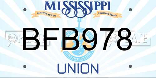 BFB978 Mississippi License Plate