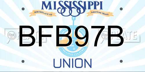 BFB97B Mississippi License Plate