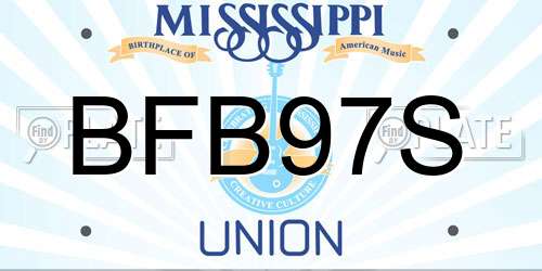 BFB97S Mississippi License Plate