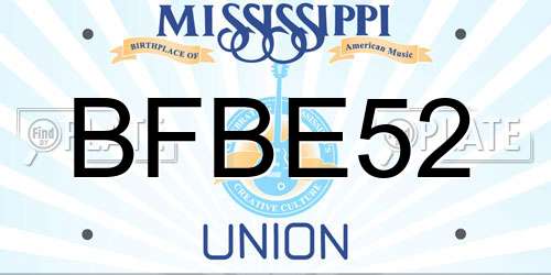 BFBE52 Mississippi License Plate
