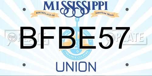 BFBE57 Mississippi License Plate