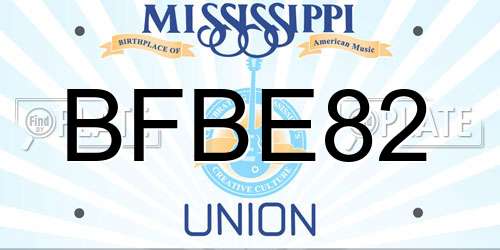 BFBE82 Mississippi License Plate