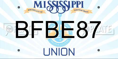 BFBE87 Mississippi License Plate
