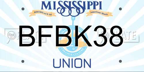 BFBK38 Mississippi License Plate
