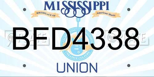 BFD4338 Mississippi License Plate
