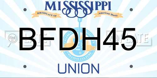 BFDH45 Mississippi License Plate