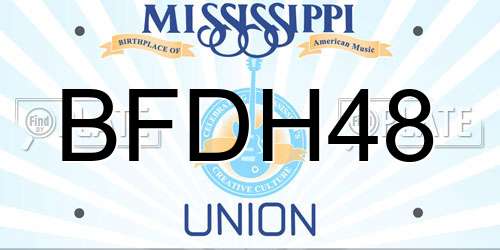 BFDH48 Mississippi License Plate