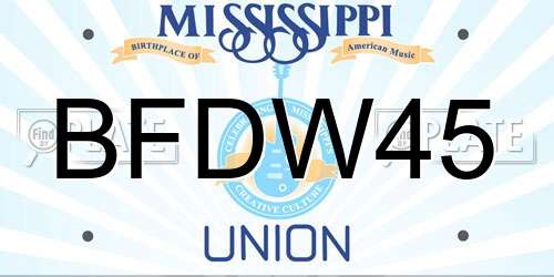 BFDW45 Mississippi License Plate