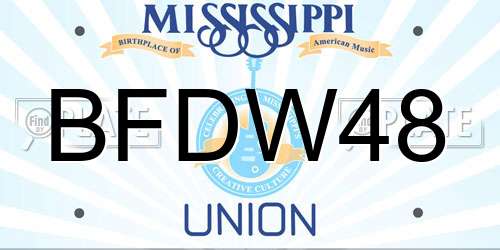 BFDW48 Mississippi License Plate