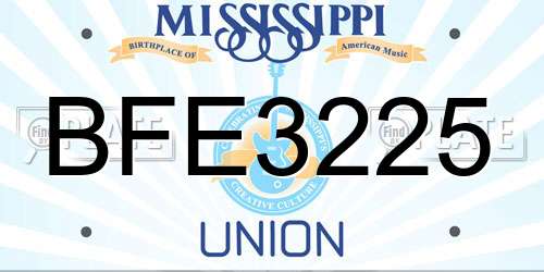 BFE3225 Mississippi License Plate