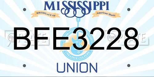 BFE3228 Mississippi License Plate
