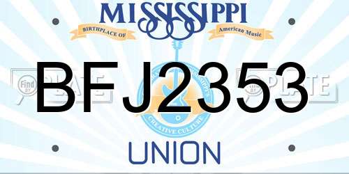 BFJ2353 Mississippi License Plate